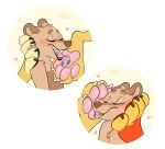 &lt;3 anthro bear blush feet female female_licking_male foot_fetish foot_lick foot_on_face foot_on_head foot_play group hi_res licking male male/female male_feet mammal pawpads paws soles strawbear submissive submissive_female toes tongue tongue_out trio 