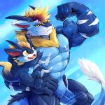  anthro barazoku daddy_(disambiguation) dragon father&#039;s_day father_(lore) hi_res holidays male muscular parent_(lore) raining son_(lore) storm teryx teryx_commodore 