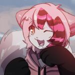  anime_eyes anime_style anthro cute_expression headshot_portrait hi_res icon male mammal mephitid portrait sketch skunk smile solo yukidrimurr 