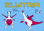  anus bow_tie dated electro_the_dragon elytra_(electro_the_dragon) english_text female feral generation_2_pokemon generation_3_pokemon genitals hi_res hybrid_pokemon latias legendary_pokemon lugia model_sheet nintendo pokemon pokemon_(species) pussy red_body signature solo text white_body yellow_eyes 