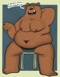  2023 absurd_res anthro bear belly bodily_fluids breasts cartoon_network clothed clothing feet grizzly_(wbb) happy hi_res male mammal moobs obese overweight pinup pose sebboh sitting skimpy solo sweat sweaty_breasts sweaty_feet sweaty_legs sweaty_thighs underwear we_bare_bears 