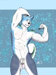  animal_genitalia anthro balls biceps canid canine canine_genitalia canis cj_fauxx~ domestic_dog dustin_husky flexing fully_sheathed genitals hi_res husky male male/male mammal muscular nordic_sled_dog nude pecs sheath solo spitz 