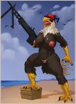  accipitrid accipitriform anthro avian bald_eagle beach big_breasts big_nipples bikini bikini_thong bird breasts clothed clothing digital_media_(artwork) eagle eyewear feathers female glistening glistening_breasts glistening_nipples gun hi_res holding_object nipples outside pose ranged_weapon sand sea_eagle seaside sky smile solo sunglasses swimwear tall_lizzard_(artist) thick_thighs topless topless_anthro topless_female water weapon wide_hips 