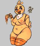  &lt;3 animatronic anthro areola avian beak bib bird blush breasts cheek_tuft chica_(fnaf) chicken eyelashes facial_tuft feathers female five_nights_at_freddy&#039;s food galliform gallus_(genus) genitals grey_background head_feathers head_tuft looking_at_viewer machine navel nipples nude peachrot phasianid pink_areola pink_nipples pizza purple_eyes pussy robot scottgames simple_background slightly_chubby solo thick_thighs tuft wide_hips yellow_body yellow_feathers 