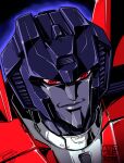  2016 artist_name black_background decepticon guido_guidi looking_at_viewer mecha piston red_eyes robot science_fiction smile starscream transformers transformers:_generation_1 