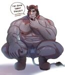  abs anthro balls body_hair bulge chest_hair clothing extracurricular_activities footwear genitals hi_res horn male mammal muscular muscular_anthro muscular_male nipples pecs rhinoceros richard_(extracurricular_activities) shoes solo tail toragoru 