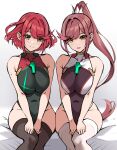  adapted_costume bare_shoulders blush breasts chest_jewel competition_swimsuit core_crystal_(xenoblade) covered_navel embarrassed gem glimmer_(xenoblade) high_ponytail highleg highres large_breasts long_hair looking_at_viewer matrix16 mother_and_daughter one-piece_swimsuit paid_reward_available ponytail pyra_(pro_swimmer)_(xenoblade) pyra_(xenoblade) red_hair short_hair smile sweatdrop swept_bangs swimsuit thighhighs thighs xenoblade_chronicles_(series) xenoblade_chronicles_2 xenoblade_chronicles_3 xenoblade_chronicles_3:_future_redeemed 