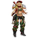  1girl ak-47 ak-47_(girls&#039;_frontline) ak-47_(lord_of_war)_(girls&#039;_frontline) assault_rifle baseball_cap belt_pouch black_footwear black_shorts blonde_hair blue_eyes boots bottle breasts bullet_in_mouth chaps colored_shoe_soles eyewear_on_head full_body girls&#039;_frontline gloves gold_necklace golden_gun green_pants green_shirt groin gun hair_between_eyes hat holding holding_gun holding_jewelry holding_necklace holding_weapon infukun jewelry kalashnikov_rifle large_breasts long_hair looking_at_viewer mouth_hold navel necklace official_alternate_costume official_art pants pouch red_headwear red_scarf red_star rifle scarf shirt shorts simple_background snap-fit_buckle solo star_(symbol) sunglasses tan tank_top tanlines tied_shirt transparent_background trigger_discipline untied_footwear weapon white_gloves 