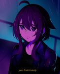 1girl ahoge bandaid bandaid_on_face bandaid_on_nose blade_runner blade_runner_2049 blood blood_on_face brown_hair bruise bruise_on_face collarbone commentary cross-shaped_pupils english_text frown goslingposting hair_between_eyes hair_flaps highres indie_virtual_youtuber injury jacket meica_(vtuber) meme mismatched_pupils movie_reference night open_clothes open_jacket railing rain shirt soul_carrier spanish_commentary sprout-shaped_pupils subtitled symbol-shaped_pupils virtual_youtuber 
