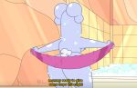  absurd_res bathroom bathtub big_butt big_ears blue_body blue_fur butt disney female fur hi_res kiff_(series) lagomorph leporid mammal mary_buns mature_female mr_valentine00 nipples rabbit rear_view soap soap_bubbles solo text thick_thighs towel water 