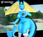  anthro big_breasts big_butt breast_tape breasts butt eeveelution female generation_1_pokemon generation_4_pokemon genitals hi_res lopunny machhk1 nintendo pokemon pokemon_(species) solo thick_thighs vaponny vaporeon wide_hips 