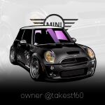  black_car car chris_ilst commission highres logo mini_cooper motor_vehicle no_humans original stance_(vehicle) twitter_username vehicle_focus zoom_layer 
