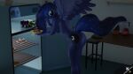  absurd_res alcohol anthro beverage cake cought dessert equid equine food friendship_is_magic hasbro hi_res horn kitchen mammal my_little_pony night princess_luna_(mlp) wine winged_unicorn wings 