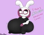  5:4 anthro big_butt black_clothing bloated breasts bunny_gwen_(reathe) burping butt clothing female hi_res hoodie huge_belly huge_butt lagomorph leporid mammal marvel mask rabbit reathe shaded simple_background simple_shading sitting solo spider-man_(series) thick_thighs tight_clothing tight_suit topwear white_clothing 