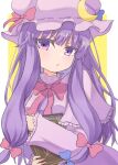  1girl highres long_hair looking_at_viewer momitoekk patchouli_knowledge purple_eyes purple_hair solo touhou 