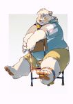  2023 absurd_res anthro bear belly big_belly chair clothing feet furniture hi_res hoodie kemono male mammal overweight overweight_male quanjiang simple_background sitting solo topwear 