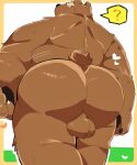  0119_muu 2023 anthro backsack balls bear big_butt black_nose brown_body butt genitals hi_res humanoid_hands kemono male mammal overweight overweight_male question_mark solo 