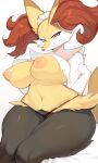  anthro braixen breasts faeki female generation_6_pokemon hi_res looking_at_viewer nintendo nipples pokemon pokemon_(species) red_eyes solo 