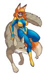  2023 ambiguous_gender animal_humanoid big_breasts blazbaros bodysuit breasts brown_body brown_fur canid canid_humanoid canine canine_humanoid canis clothing coyote dipstick_ears dipstick_tail duo female feral fox_humanoid fur hair hi_res humanoid inner_ear_fluff mammal mammal_humanoid markings mask multicolored_ears orange_hair skinsuit tail tail_markings tight_clothing tuft yellow_eyes 