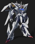  beastkingbarbaros full_body green_eyes grey_eyes gundam highres looking_at_viewer mecha mobile_suit no_humans open_hand original robot shadow solo v-fin 