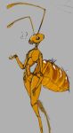  3_fingers 4_arms ambiguous_gender ant antennae_(anatomy) anthro arthropod arthropod_abdomen brown_chitin fingers hymenopteran insect multi_arm multi_limb nude pokast question_mark simple_background skinny solo 