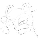  1:1 animal_crossing anthro ball_worship balls_in_mouth chibi female genitals hi_res makeup male male/female mammal monochrome mouthful nintendo pecan_(animal_crossing) penis puffed_cheeks rodent sciurid simski size_difference sketch tree_squirrel 
