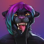  anonymous_artist anthro black_body black_fur fur hi_res kurt_(panther) looking_at_viewer male open_mouth solo 