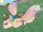  2023 canid canine eeveelution flying fox generation_2_pokemon hi_res hybrid mammal nintendo pokemon pokemon_(species) quilava synge syngie umbreon 
