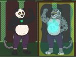  4_toes amulet anthro bear bembosdoggo black_body black_fur body_swap broken chubby_male clothed clothing collar comic cursed_collar cursed_object dreamworks duo evil_grin feet felid feline flexing flexing_bicep fur ghost giant_panda green_eyes hands_on_belly hi_res identity_theft jewelry kung_fu_panda magical_amulet male male/male mammal master_po_ping mirror mirror_reflection muscular muscular_male necklace overweight overweight_male pantherine paws possession reflection slightly_chubby smile snow_leopard soul_stealing spirit tai_lung_(kung_fu_panda) tail takeover toes transformation ursine white_body white_fur yellow_eyes 