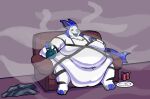  2022 absurd_res alcohol anthro beer beverage bong colored digital_media_(artwork) drugs furniture hi_res male manokit marijuana nude obese obese_anthro obese_male overweight overweight_anthro overweight_male shaded slob smoking sofa solo substance_intoxication 