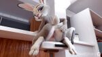  16:9 3d_(artwork) anthro anus bedroom_eyes butt chair digital_media_(artwork) disney feet female fur furniture genitals grey_body grey_fur hand_on_butt hi_res judy_hopps kneeling lagomorph leporid lewdchord looking_at_viewer looking_back looking_down mammal multicolored_body multicolored_fur narrowed_eyes nude on_chair pink_anus pink_pussy presenting presenting_anus presenting_hindquarters presenting_pussy pussy rabbit seductive short_tail smile smirk solo tail two_tone_body white_body white_fur white_tail widescreen zootopia 