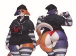  absolute_territory anthro beanie big_butt black_clothing black_eyeshadow butt calico_cat clothing domestic_cat epic_games eyeshadow felid feline felis female fortnite half-closed_eyes hat headgear headwear hi_res hoodie legwear long_sleeves makeup mammal meow_skulls_(fortnite) narrowed_eyes pattern_clothing pattern_legwear pattern_stockings pulred shirt solo stockings striped_clothing striped_legwear striped_stockings stripes thick_thighs thong topwear underwear 