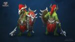  age_of_magic_(playkot) anthro armor bone club_(weapon) copyright daniil_kozlovsky green_body grok_(age_of_magic) guard hair hi_res holding_object holding_weapon horn kobold male mask melee_weapon playkot red_hair scalie shield skull_mask solo teeth weapon yellow_eyes 