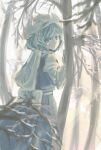  1girl absurdres bare_tree branch forest highres letty_whiterock medium_hair mozu_(tamakonnyaku) nature snow snowing solo touhou tree white_headwear 