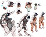  anthro areola big_breasts breast_growth breasts cottontail female gender_transformation genitals growth hi_res human machine mammal mtf_transformation nipples nude pussy robot simple_background synth_(vader-san) transformation white_background 