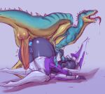  absurd_res after_sex ass_up big_butt butt dinosaur drasai dromaeosaurid duo exoprimal female female_on_feral feral hi_res humanoid intersex intersex/female machine male male/female male_on_top on_top penetration reptile robot saidra scalie skywave_(exoprimal) stretched_anus theropod 
