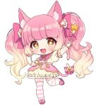  1other :3 :d animal_ear_fluff animal_ears arm_up bell blonde_hair blunt_bangs blush bow bowtie brooch bubble_skirt cat_ears cat_other cat_tail chibi fingerless_gloves footwear_bow frilled_sailor_collar frilled_sleeves frills glove_bow gloves gradient_hair hair_bow hair_ornament hand_up holding holding_wand jewelry leg_up legs_apart long_hair looking_at_viewer magical_star_(millie_(mahoustars)) miniskirt multicolored_hair open_mouth original other_focus overskirt pink_bow pink_bowtie pink_footwear pink_hair pink_sailor_collar pink_skirt pink_thighhighs puffy_short_sleeves puffy_sleeves ribbon sailor_collar saito_katuo shirt shoes short_sleeves sidelocks skirt smile standing star_(symbol) star_hair_ornament star_in_eye striped striped_thighhighs suspenders symbol_in_eye tail tail_bell tail_ornament tail_ribbon thighhighs tied_sleeves transparent_background twintails very_long_hair wand wavy_hair white_gloves yellow_eyes yellow_shirt yellow_skirt 