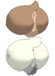  2023 anus backsack balls bear bodily_fluids brown_body butt duo gayousi7 genitals hi_res male mammal simple_background sweat white_background white_body 