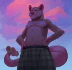  2023 anthro biped bottomwear brown_body brown_fur cariboops clothing cloud fur hi_res male mammal murid murine outside pink_nose rat rodent shorts solo 