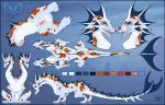  anus blind_eye dragon duo female feral frill_(anatomy) genitals hi_res high-angle_view hydra kaisarreitz long_tail looking_at_viewer model_sheet pussy quadrapedal sitting snowblind_(hjtm) snowbound_(hjtm) tail womb_tattoo 