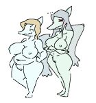 2023 anthro areola arm_under_breasts belly big_breasts blonde_hair blush breasts curvaceous curvy_figure daughter_(lore) digital_drawing_(artwork) digital_media_(artwork) dinosaur duo ellipsis eyeliner eyes_closed fang_(gvh) feathered_wings feathers female genitals goodbye_volcano_high grey_body grey_scales hair hand_on_hip hand_on_own_hip long_hair makeup mature_anthro mature_female mother_(lore) mother_and_child_(lore) mother_and_daughter_(lore) navel nipples nude parent_(lore) parent_and_child_(lore) parent_and_daughter_(lore) pterodactylus pterosaur pussy reptile samantha_(snoot_game) scales scalie silver_hair simple_background slightly_chubby smile snoot_game_(fan_game) snout thick_thighs unknown_artist voluptuous white_background wide_hips wings 