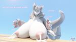  16:9 3d_(artwork) 4_fingers 4k absurd_res anthro areola big_breasts blender_(software) blue_eyes blush bodily_fluids breast_drop breasts chair claws dialogue digital_media_(artwork) english_text excessive_lactation fair_argument_(meme) female fingers fur furniture grey_body grey_fur grey_hair hair hi_res huge_breasts lactating latiospegasus looking_at_viewer mamagen mammal milk nipples nude open_mouth pawpads simple_background smile solo sound_effects splort table tail text thick_thighs tuft watermark wide_hips widescreen 
