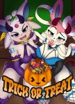  absurd_res anthro candy dessert duo eeveelution espeon female female/female food generation_2_pokemon generation_6_pokemon halloween halloween_2023 hi_res holidays invalid_tag nintendo pokemon pokemon_(species) sylveon thelasthope 