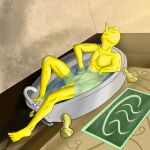  adventure_time anthro antiggravityfox bath_mat bathing bathtub biped cartoon_network earl_of_lemongrab food food_creature food_humanoid genitals humanoid male nude partially_submerged penis plantigrade pointed_nose solo water 