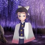  1girl absurdres demon flower forest highres kimetsu_no_yaiba kochou_shinobu nature portrait wisteria 