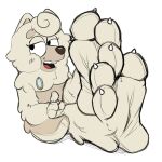  3_toes anthro bluey_(series) blush canid canine canis claws dogeoisie domestic_dog feet female foot_fetish foot_focus hi_res mammal paws sketchy soles solo toe_claws toes wendy_(bluey) 