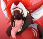  anthro anthro_female anthro_pred black_internal bodily_fluids breasts canid canine canine_hybrid cinder_(marley_n_friends) dragon dragon_hybrid drooling fangs female female_pred fur get_in green_eyes hair hi_res imminent_oral imminent_oral_vore imminent_vore inviting inviting_to_oral long_tongue mammal mouth_shot multicolored_body multicolored_ears multicolored_fur open_mouth pink_tongue presenting_mouth red_body red_fur red_hair saliva saliva_on_tongue saliva_string solo teeth tongue tongue_out uvula vore woofslorp 