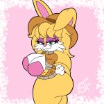  anthro archie_comics arm_under_breasts bedroom_eyes big_breasts big_butt bomba_world12 breasts bunnie_rabbot butt clothing cotton_tail female fur hair hat headgear headwear hi_res jacket lagomorph leotard leporid long_hair mammal narrowed_eyes rabbit seductive sega side_view smug solo sonic_the_hedgehog_(archie) sonic_the_hedgehog_(comics) sonic_the_hedgehog_(series) thick_thighs topwear yellow_body yellow_fur 