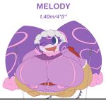  anthro audino belt big_breasts blue_eyes blush bottomwear breasts camel_toe clothing english_text female footwear generation_5_pokemon huge_breasts hyper hyper_breasts ilovecosmo melody_(ilovecosmo) nintendo open_mouth overweight overweight_anthro overweight_female pants pokemon pokemon_(species) purple_body shoes solo sweater text topwear 