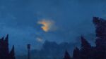  bird cloud cloudy_sky commentary_request evening forest gensuke_(ryun) highres nature no_humans original outdoors radio_tower scenery sky sky_focus star_(symbol) tree twilight 